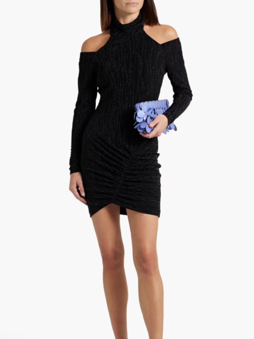 IRO cabera cold-shoulder metallic jacquard-knit mini dress